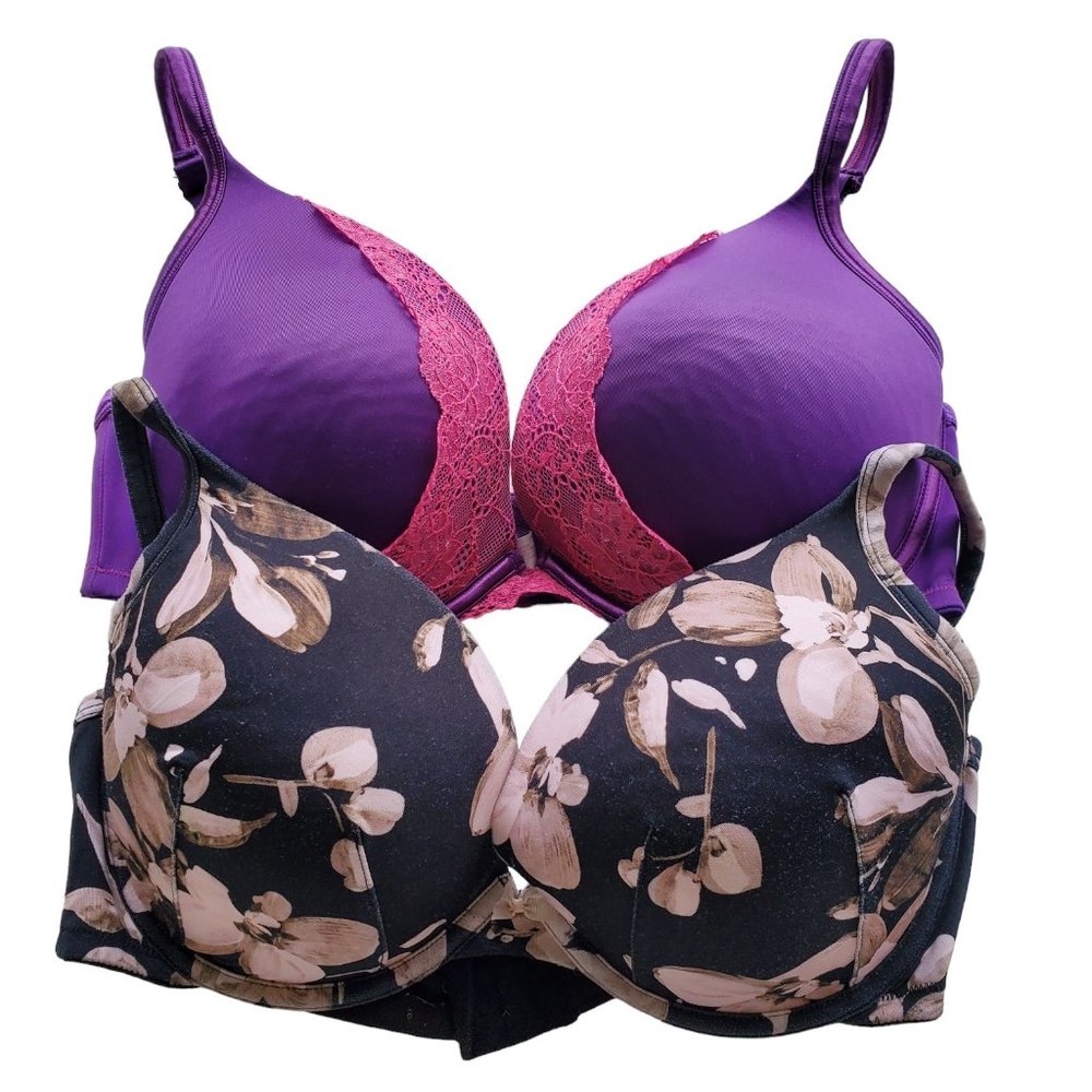 Cacique 2 Bras Smooth Boost Plunge Underwire Blk Flor… Gem